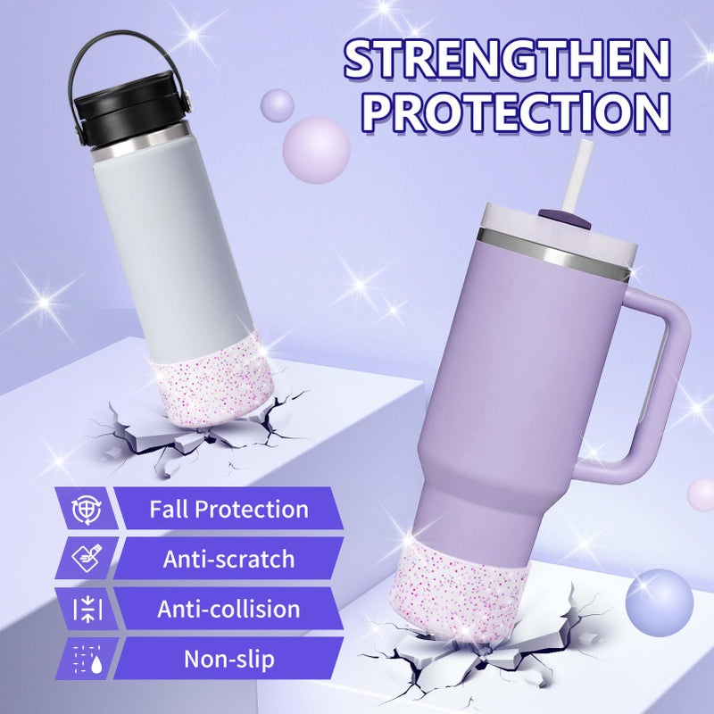 WUQID Protective Bling Silicone Boot Sleeve, Compatible with Stanley Tumbler 20-40oz & Hydro Flask Bottle 12oz-24oz, Glitter Reduces Dents Sleeve Cover for More Bottles/Tumblers Bottom of 2.83-2.95in - Image 3
